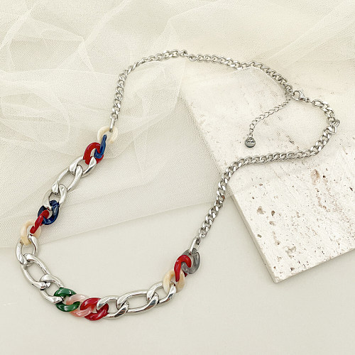 Casual Hip-Hop Colorful Stainless Steel  Arylic Polishing Plating Gold Plated Necklace