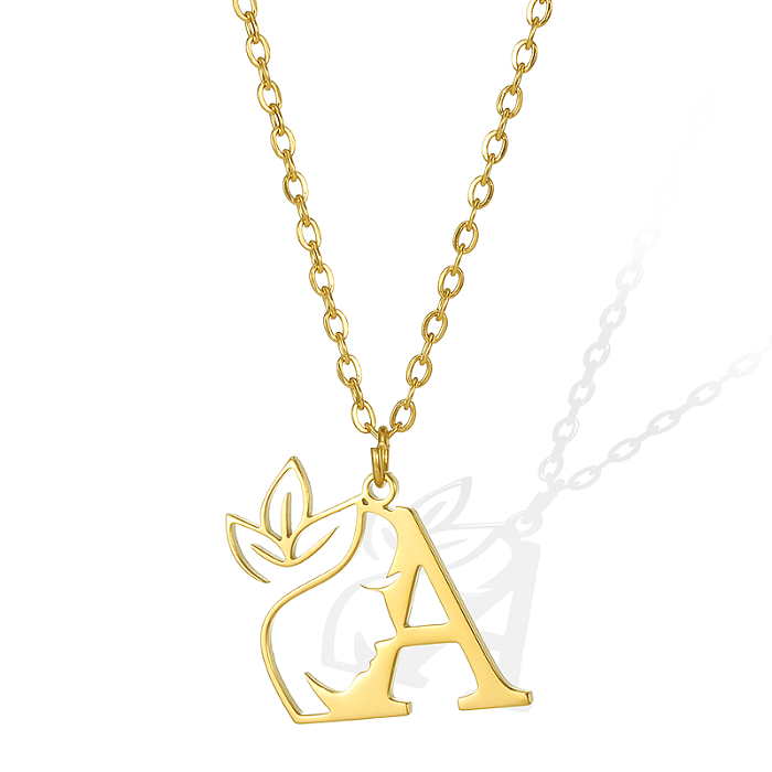 Simple Style Human Face Rabbit Stainless Steel  18K Gold Plated Pendant Necklace