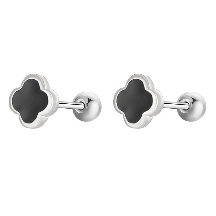 1 Pair Simple Style Heart Shape Enamel Stainless Steel  Ear Studs