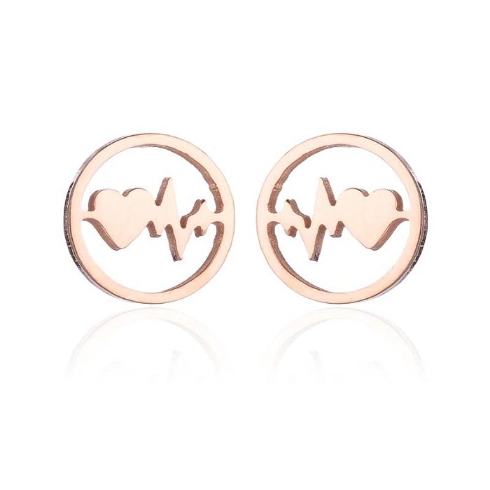 Fashion Star Moon Tree Stainless Steel  Plating Hollow Out Ear Studs 1 Pair