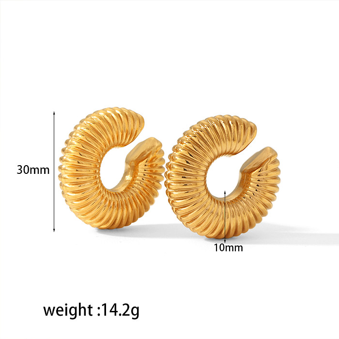 1 Pair Retro C Shape Polishing Plating Stainless Steel  18K Gold Plated Ear Cuffs