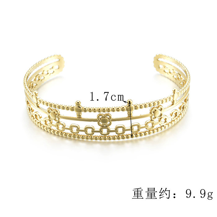 1 Piece Fashion Flower Stainless Steel Plating Bangle