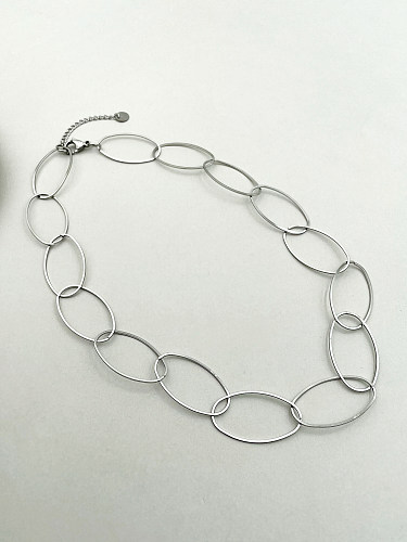 Collar de pulido de acero inoxidable ovalado de estilo simple informal