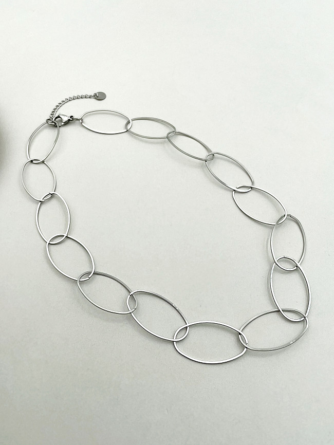 Casual Simple Style Oval Stainless Steel  Polishing Necklace