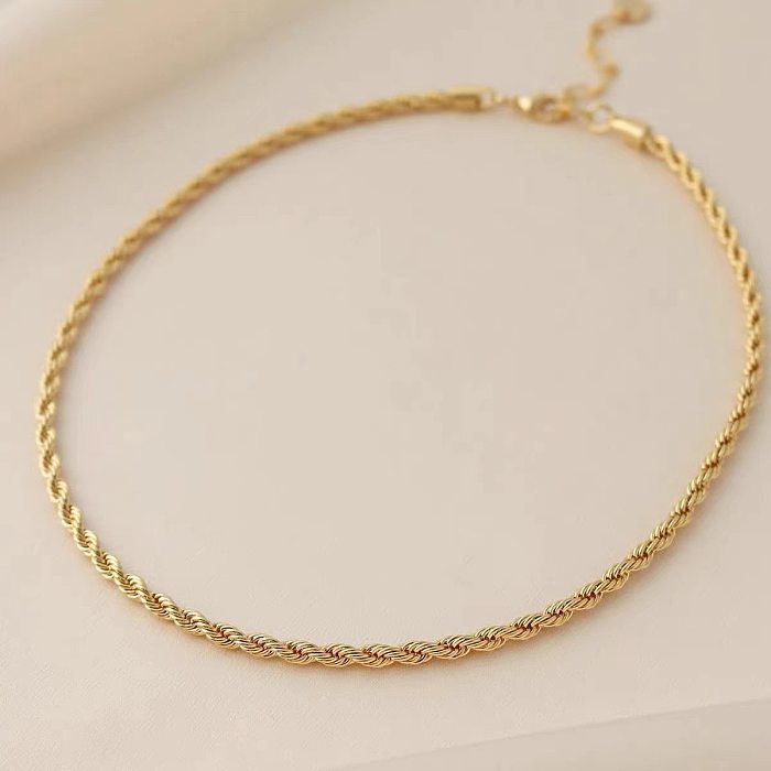 Simple Stainless Steel  Twist Solid Color Geometric Necklace Wholesale