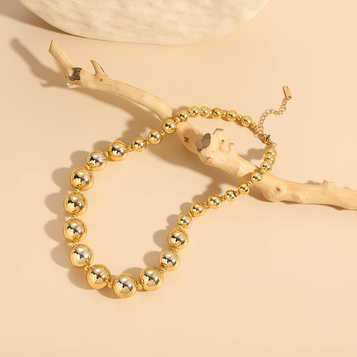 Großhandel mit übertriebener geometrischer CCB-Edelstahl-Halskette mit 14-Karat-Vergoldung