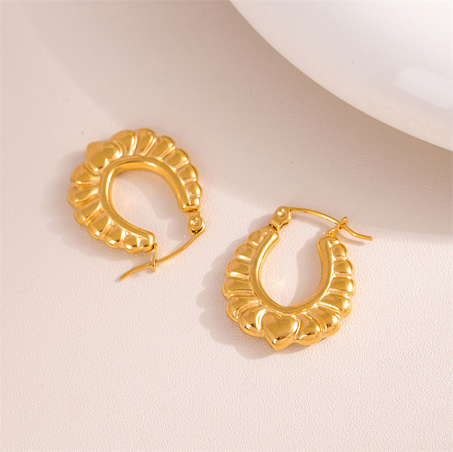 1 Paar Retro-Ohrringe im schlichten U-Form-Stil aus 18 Karat vergoldetem Edelstahl