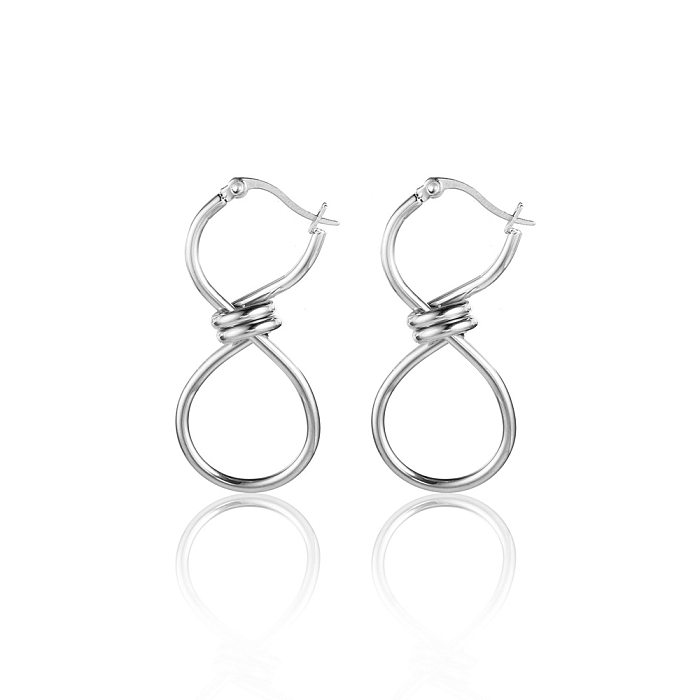 1 paire de boucles d'oreilles pendantes en acier inoxydable, Style Simple, placage infini