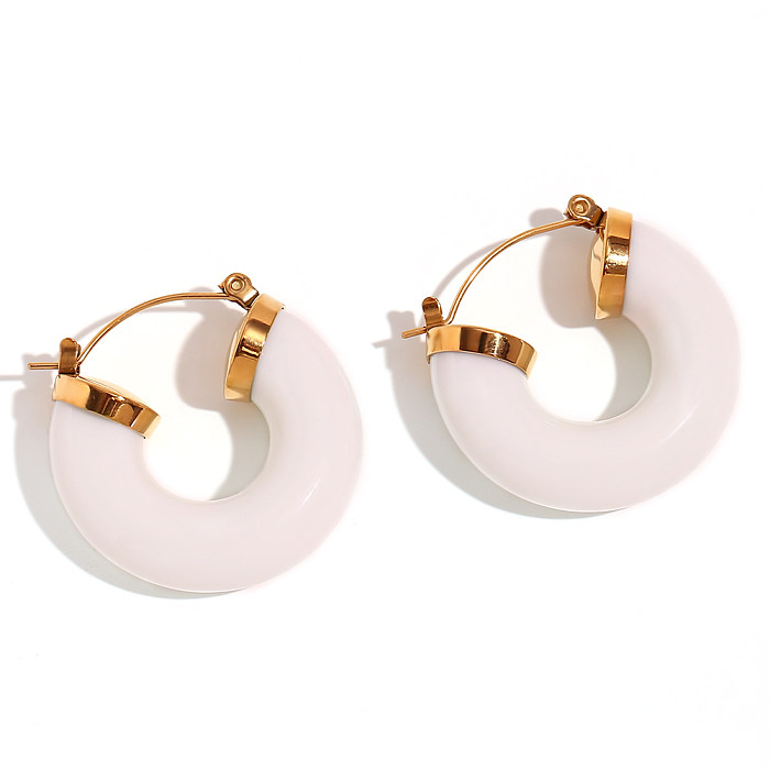 1 Pair Basic Simple Style Classic Style Round Plating Stainless Steel  18K Gold Plated Earrings