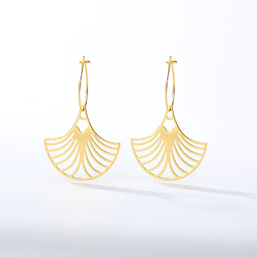 Fashion Leaf Fan-shaped Semi-circular Stainless Steel  Earrings