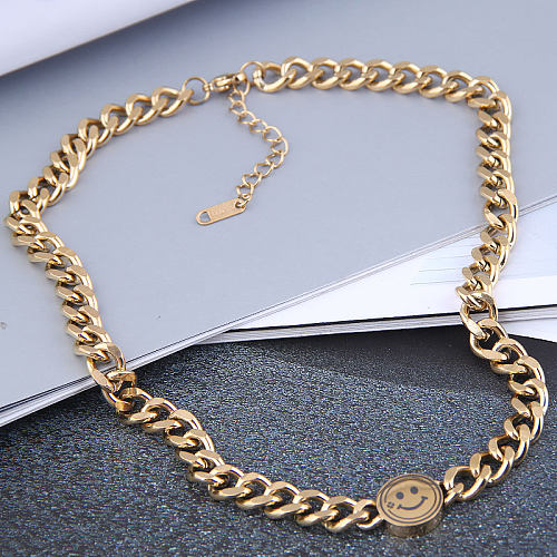 Fashion Metal Smiley Stainless Steel Necklace Wholesale jewelry