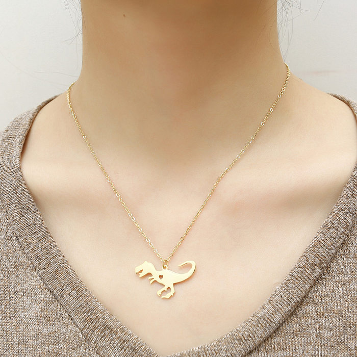 Simple Gold-plated Dinosaur Stainless Steel Necklace Wholesale jewelry