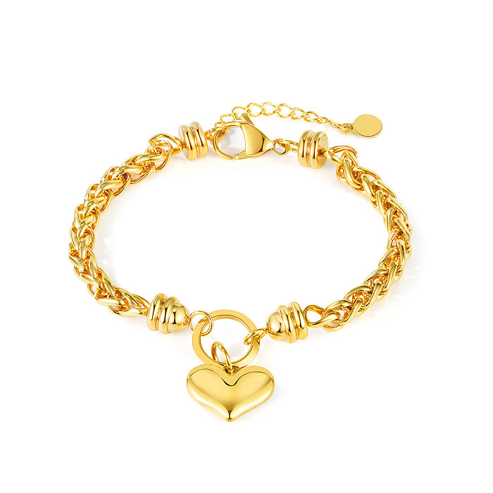 Bracelets à chaîne en acier titane en acier inoxydable en forme de cœur doux Glam Fashion 1 pièce