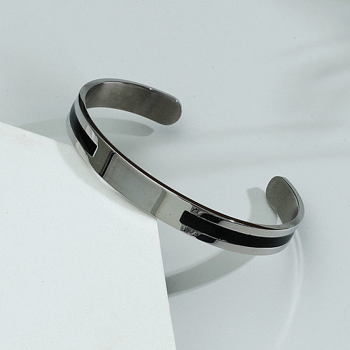 Pulsera abierta de acero inoxidable en forma de C simple, joyería al por mayor