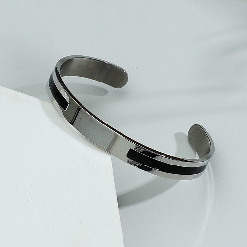 Bracelet ouvert simple en forme de C en acier inoxydable, vente en gros de bijoux