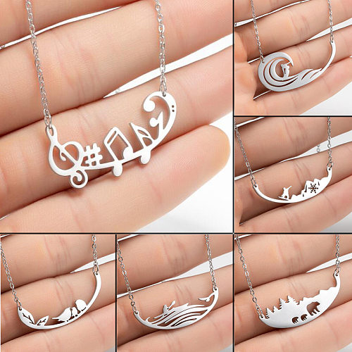 1 Piece Fashion Notes Stainless Steel Plating Necklace