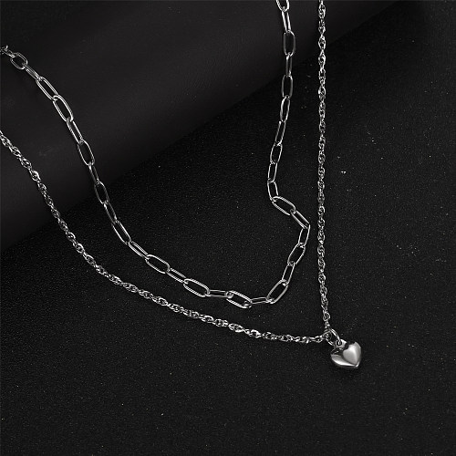 Simple Style Heart Shape Stainless Steel Gold Plated Necklace In Bulk
