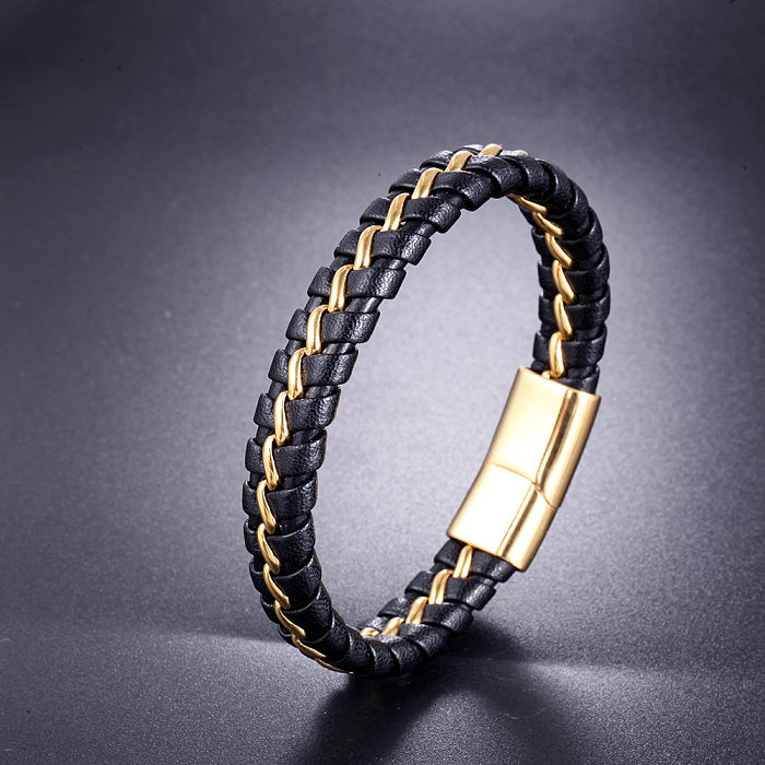 Bracelet tressé géométrique en acier inoxydable de style classique