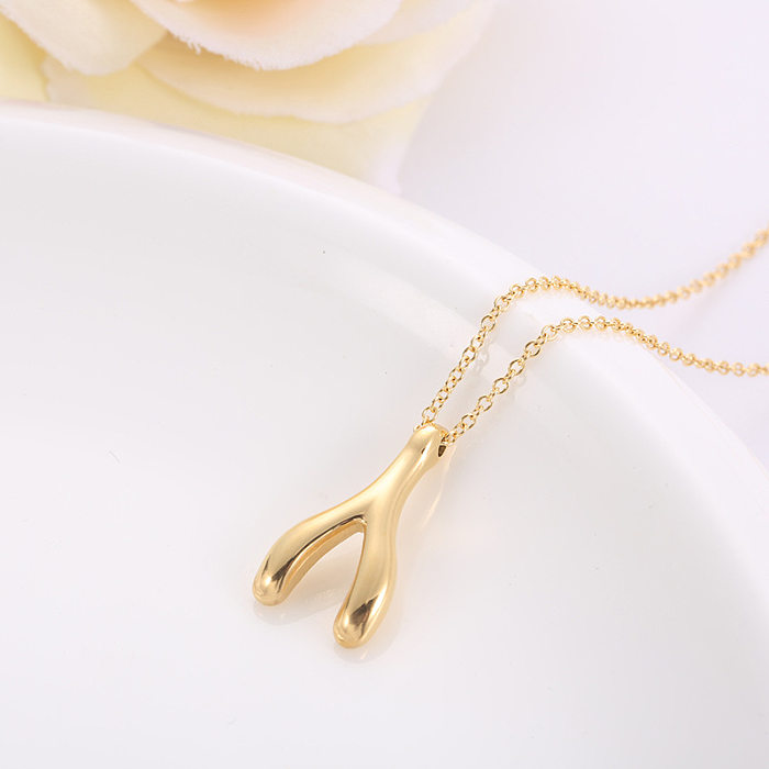 Fashion Antlers Stainless Steel Plating Pendant Necklace