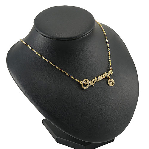Fashion Letter Constellation Stainless Steel  Pendant Necklace Gold Plated Stainless Steel  Necklaces