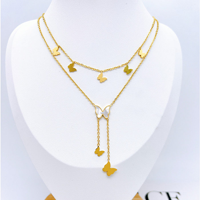 Fashion Geometric Stainless Steel Plating Shell Necklace