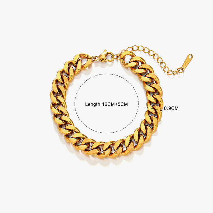 Bracelets de chaîne de placage en acier inoxydable de couleur unie géométrique de style simple en gros