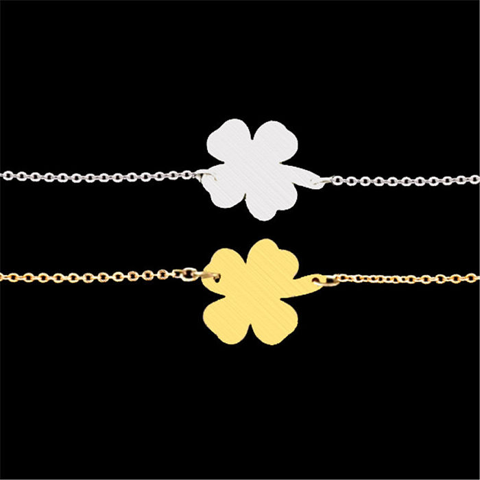 Vier Blütenblätter, dreiblättriges Armband, Edelstahl, Glücksarmband im Großhandel