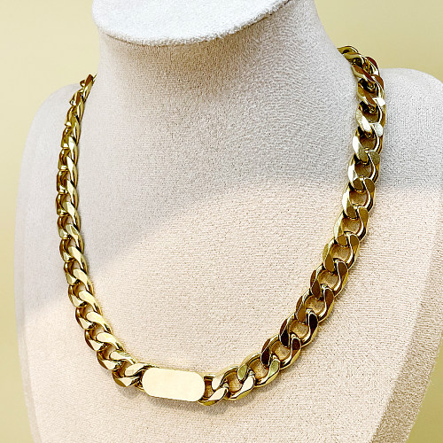 Collar chapado en oro con revestimiento de acero inoxidable geométrico Hip-Hop