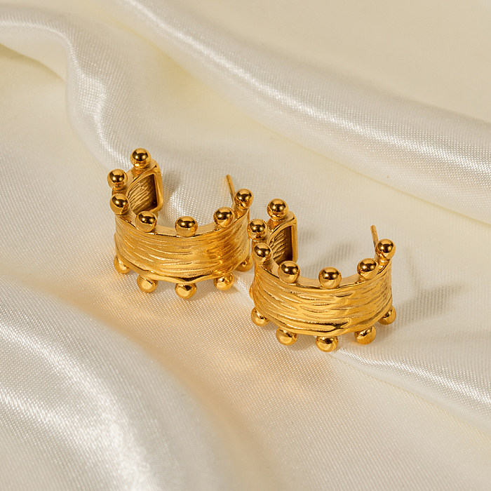 1 Pair Commute C Shape Plating Stainless Steel  18K Gold Plated Earrings
