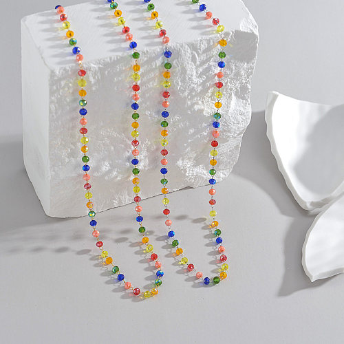 Schlichter Stil, mehrfarbige Halskette mit Edelstahlbeschichtung, 1 Stück