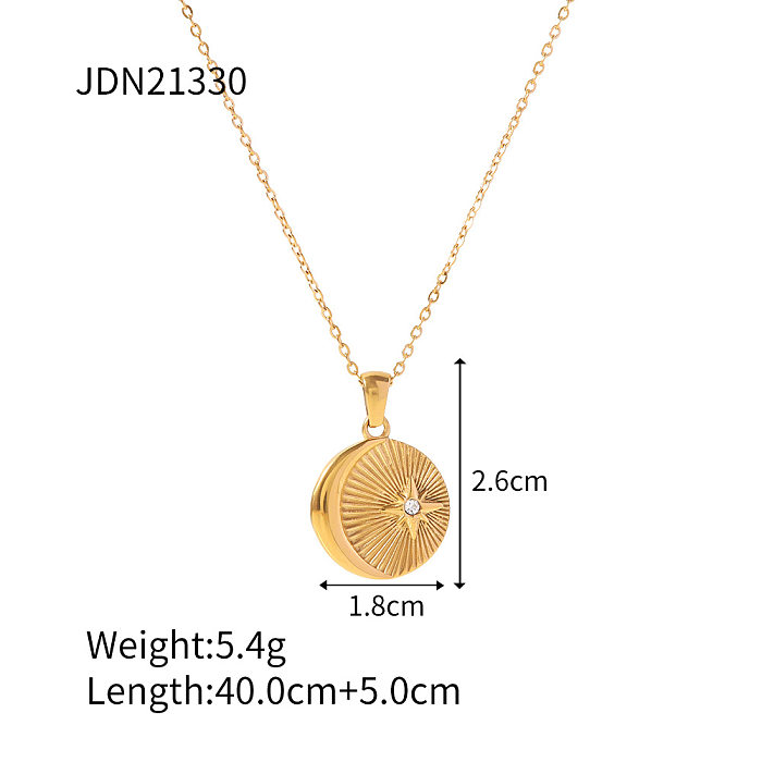 Fashion Star Stainless Steel  Gold Plated Artificial Diamond Pendant Necklace