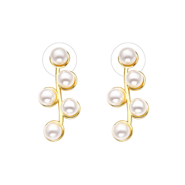 1 Piece IG Style Elegant Solid Color Plating Inlay Stainless Steel  Stainless Steel Artificial Pearls Ear Studs