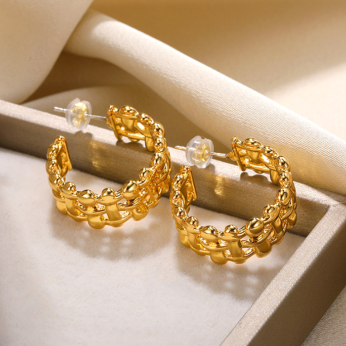 1 Pair Vintage Style Simple Style Geometric Plating Stainless Steel  18K Gold Plated Earrings