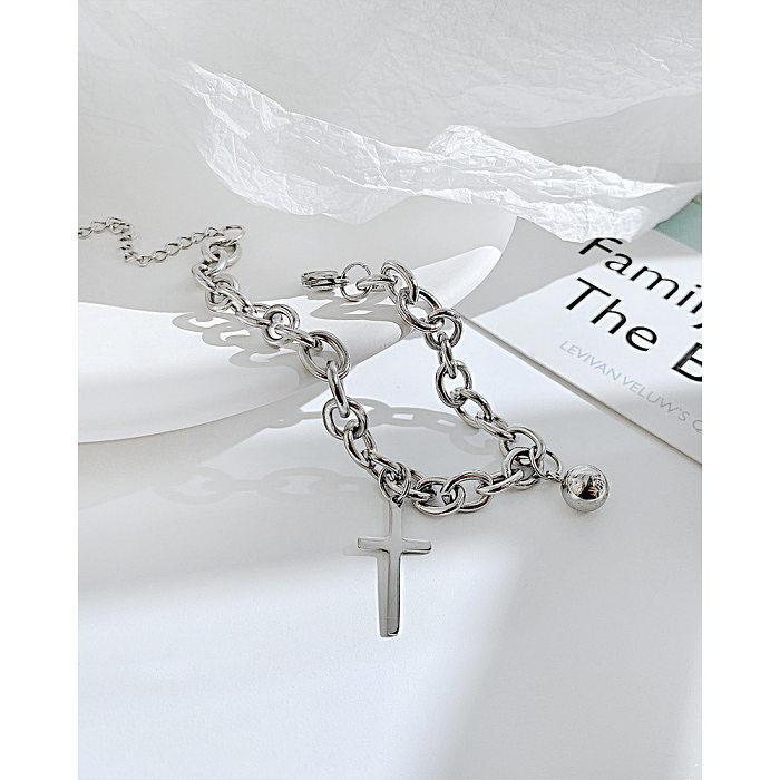 Simple Style Cross Stainless Steel Bracelets Chain No Inlaid Stainless Steel Bracelets