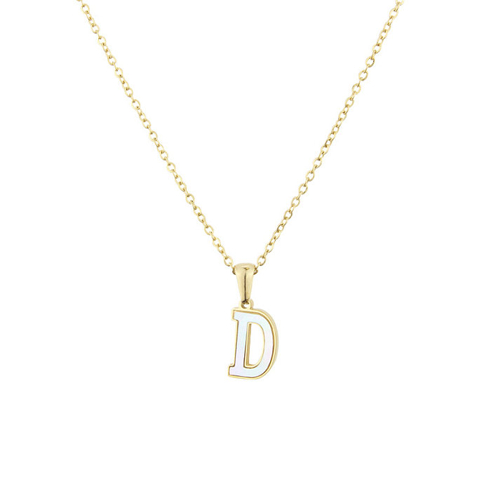 Platform New Stainless Steel  Stickers Shell 26 Letter Necklace Hot Gold English Stainless Steel Pendant Wholesale jewelry