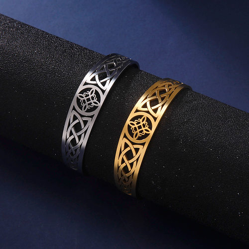 Bracelet ajouré en acier inoxydable de couleur unie avec nœud de sorcière de style simple