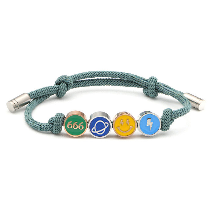 Casual Geometric Smiley Face Rope Titanium Steel Epoxy Bracelets