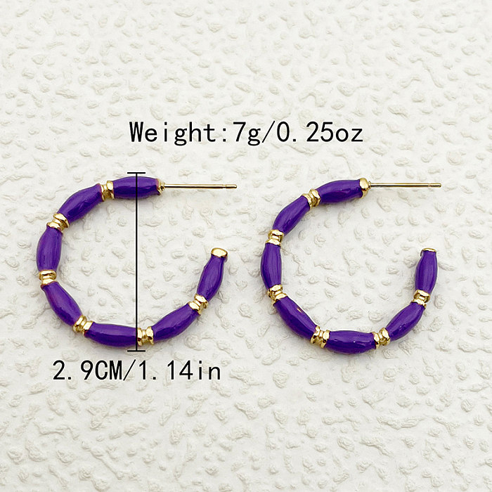 1 Pair Business C Shape Enamel Plating Stainless Steel  Gold Plated Ear Studs