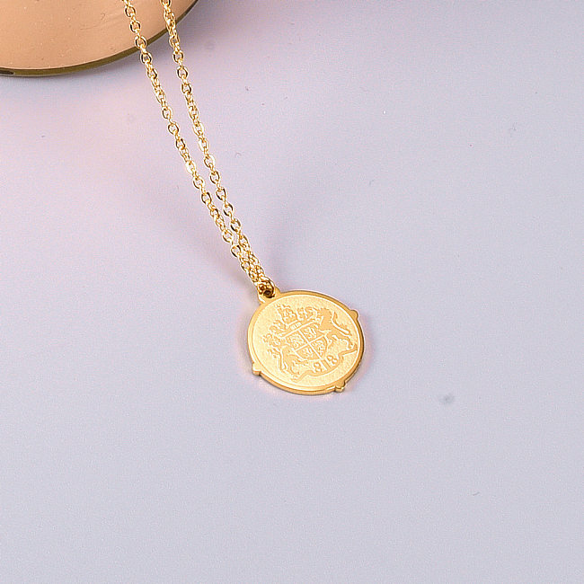 Fashion Coin Stainless Steel Plating Pendant Necklace 1 Piece