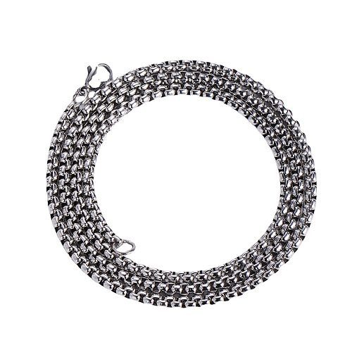 AML Foreign Trade Cross-Border Spot Multi-Size Stainless Steel  Vacuum Plating 18K Black And Golden Steel Color Square Pearl Chain