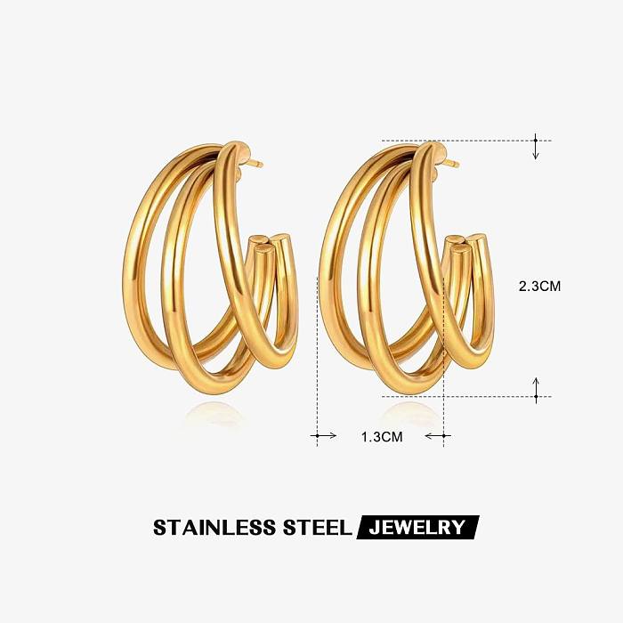 1 Pair Classic Style Geometric Plating Stainless Steel  18K Gold Plated Earrings