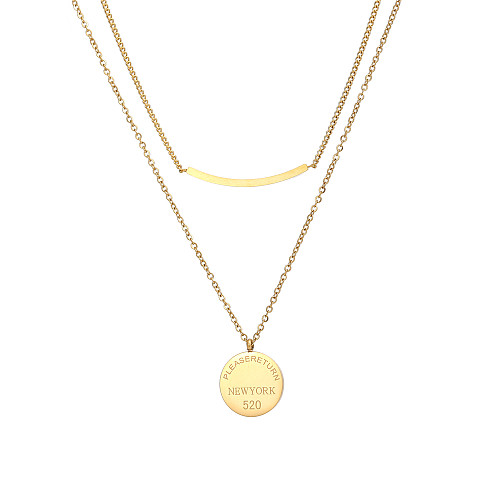 Basic Classic Style Round Stainless Steel Layered Necklaces