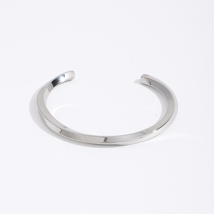 Bracelets de manchette plaqués or 18 carats en acier inoxydable de couleur unie de style simple