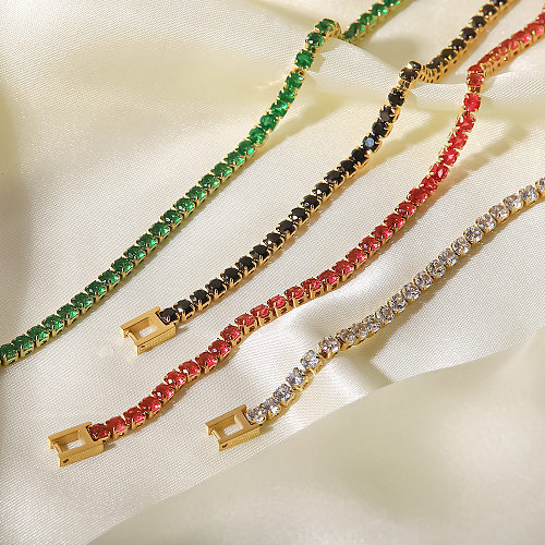 Art- und Weiseeinfarbige Edelstahl-Armbänder vergoldete Inlay-Zirkon-Edelstahl-Armbänder