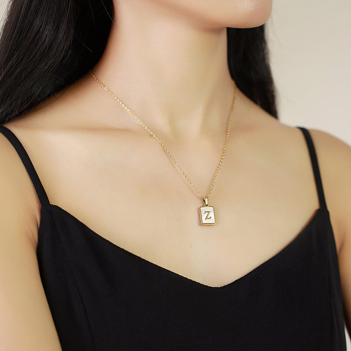 Modern Style Geometric Letter Stainless Steel Pendant Necklace Plating Stainless Steel  Necklaces