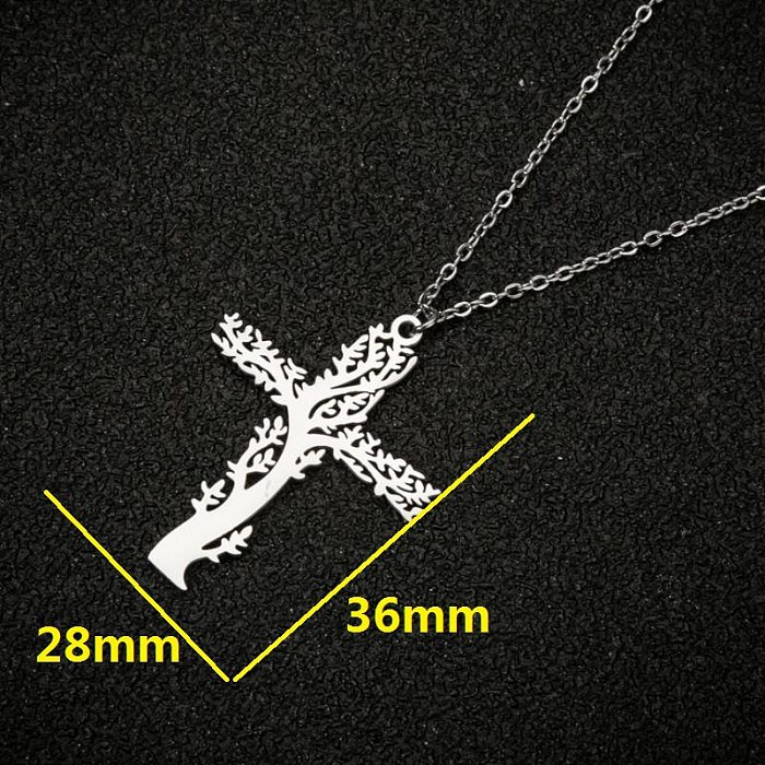 Collier pendentif en acier inoxydable plaqué croix, 1 pièce, à la mode