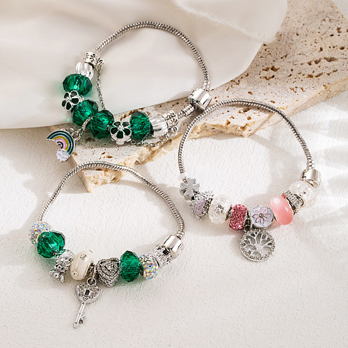 Bracelets à breloques en acier inoxydable, Style féerique, attrape-rêves arc-en-ciel doux