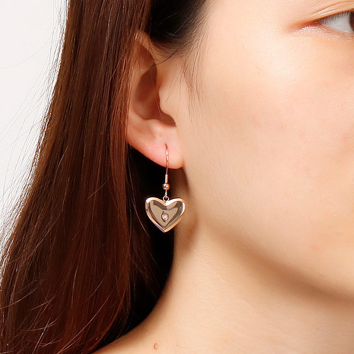 Boucles d'oreilles en forme de cœur en acier inoxydable pour femmes, vente en gros