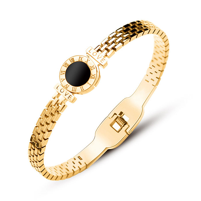Pulseira retrô com número romano fashion simples pulseira banhada a ouro 18K de aço titânio