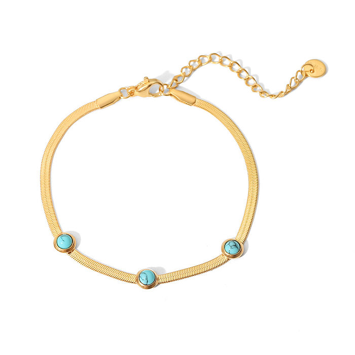 Fashion Geometric Stainless Steel Bracelets Gold Plated Turquoise Stainless Steel Bracelets